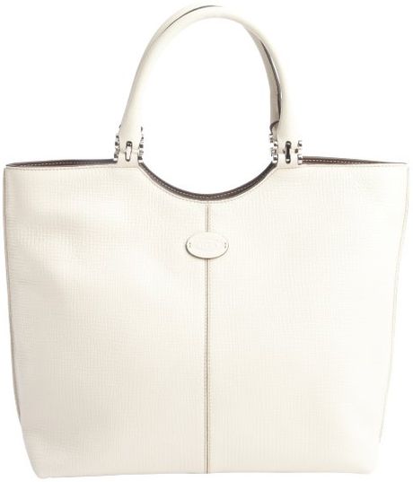 Tod's White Leather Logo Stamp Shoulder Bag in White | Lyst