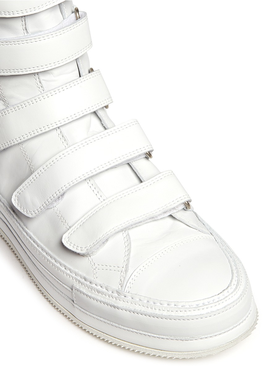 white shoes with velcro straps