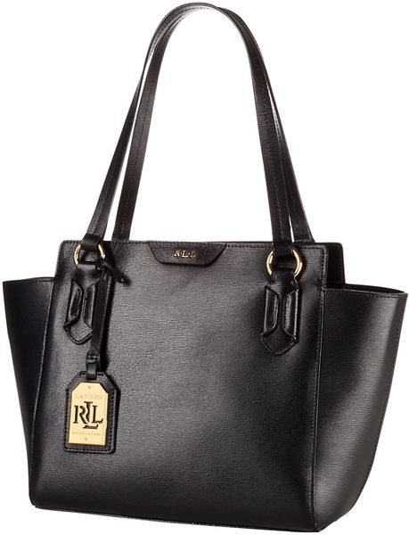 Lauren By Ralph Lauren Tate Leather Modern Shopper Tote Bag in Black | Lyst