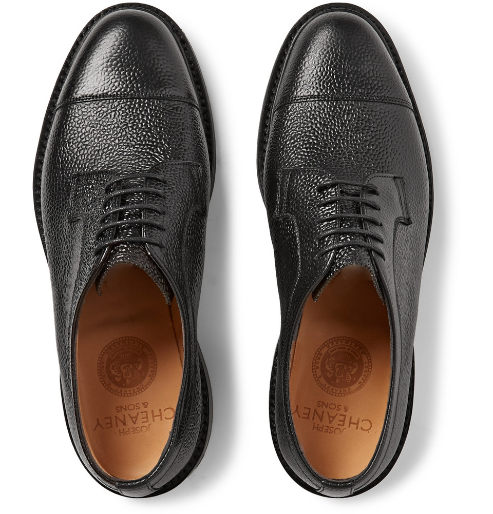 Lyst - Cheaney Tenterden Pebble-Grain Leather Derby Shoes in Black for Men