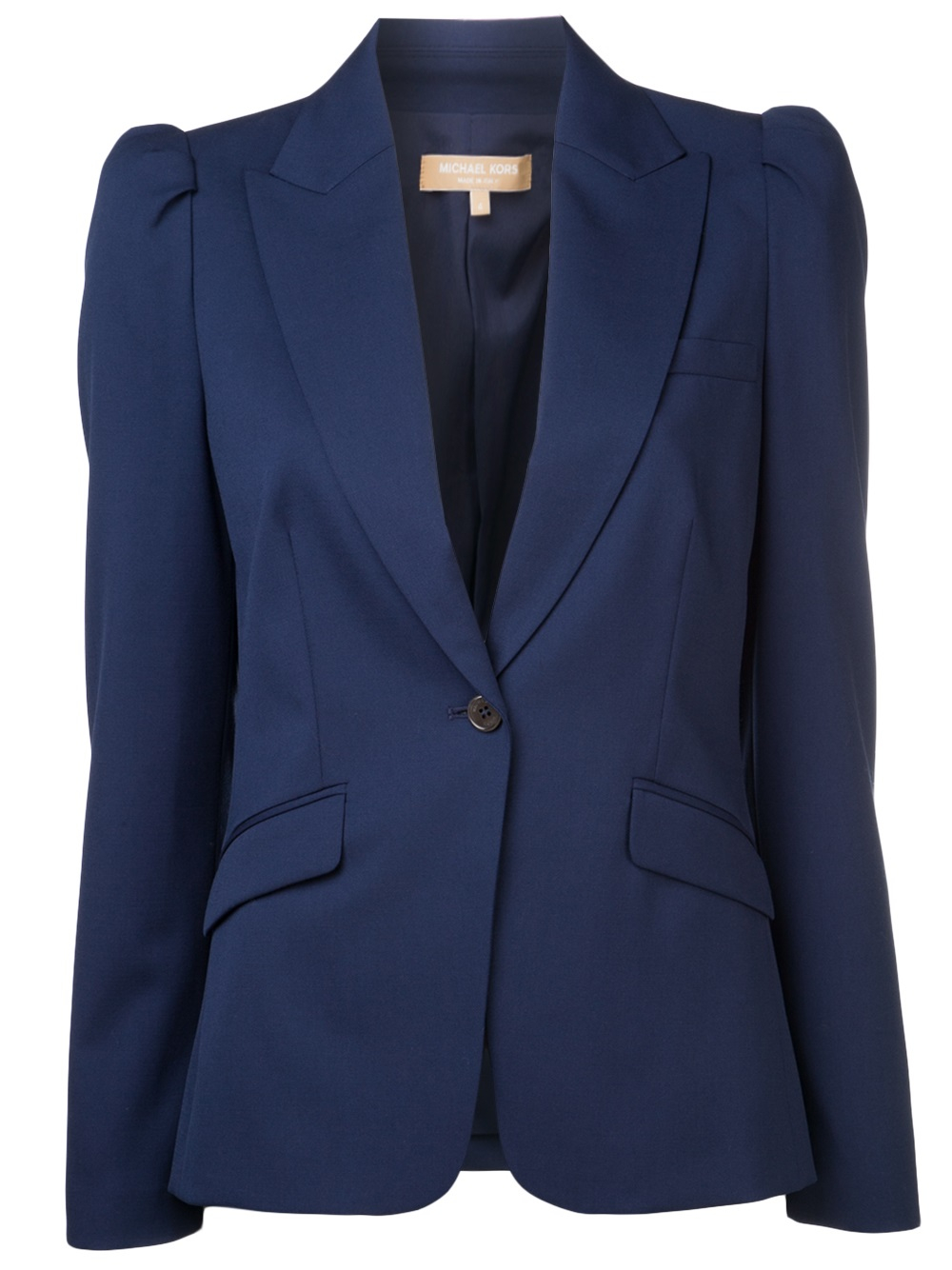 Michael Kors Puff Shoulder Jacket in Blue - Lyst