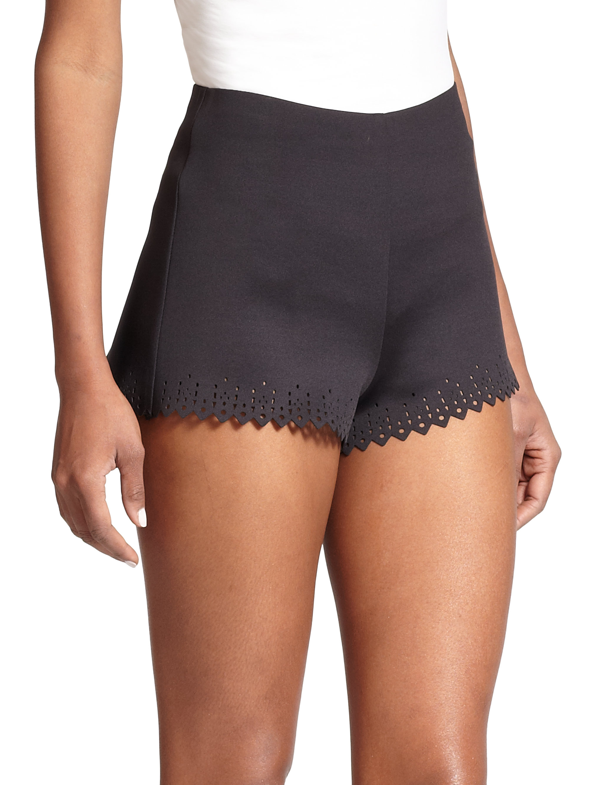Lyst Clover Canyon Lasercut Neoprene Shorts in Black