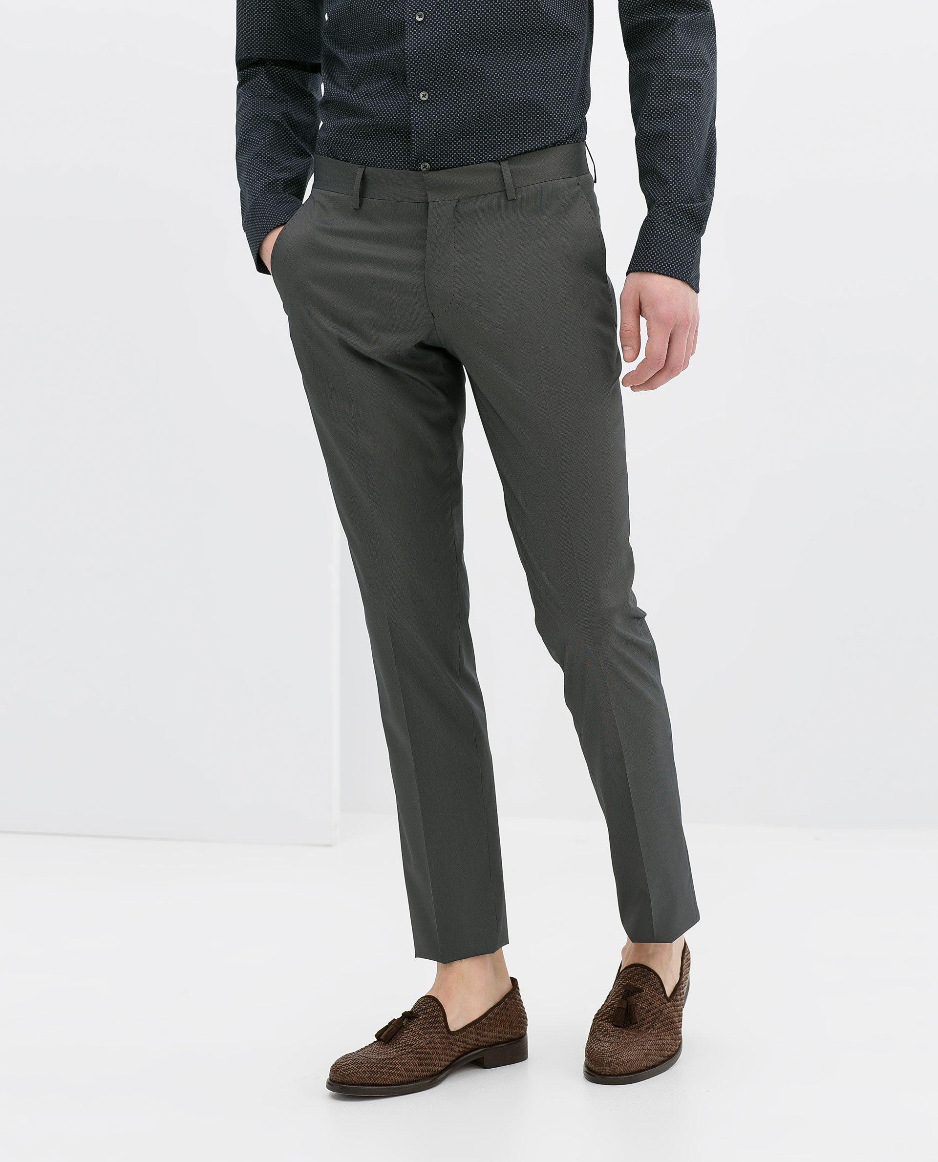 Zara Discontinuous Striped Suit Trousers in Gray for Men | Lyst