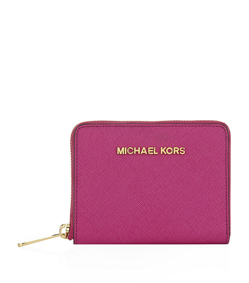 Michael michael kors Small Jet Set Travel Wallet in Pink | Lyst