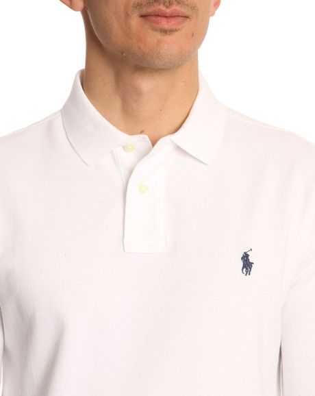 Polo Ralph Lauren Custom Fit White Polo Shirt in White for Men | Lyst