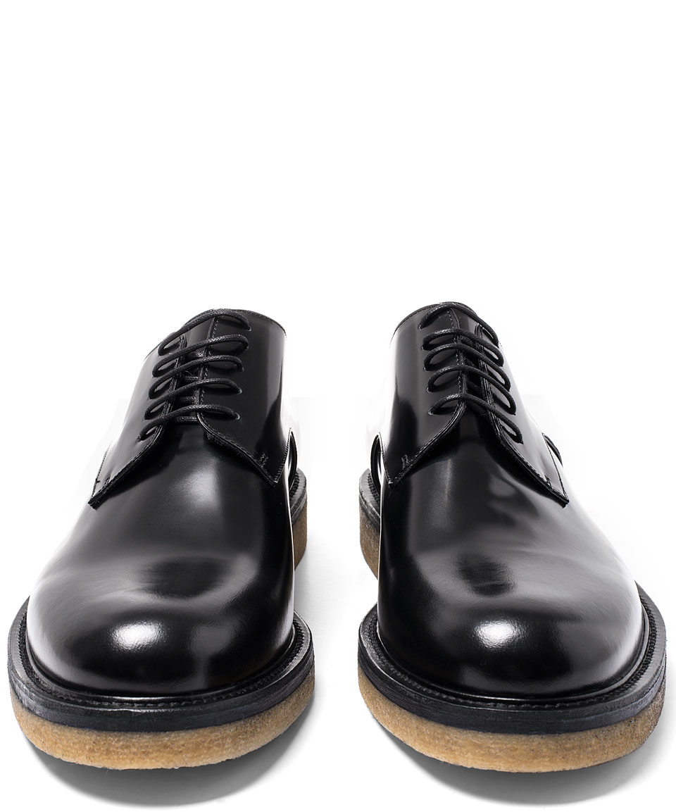 Lyst - Dries Van Noten Black Crepe Sole Leather Derby Shoes in Black ...