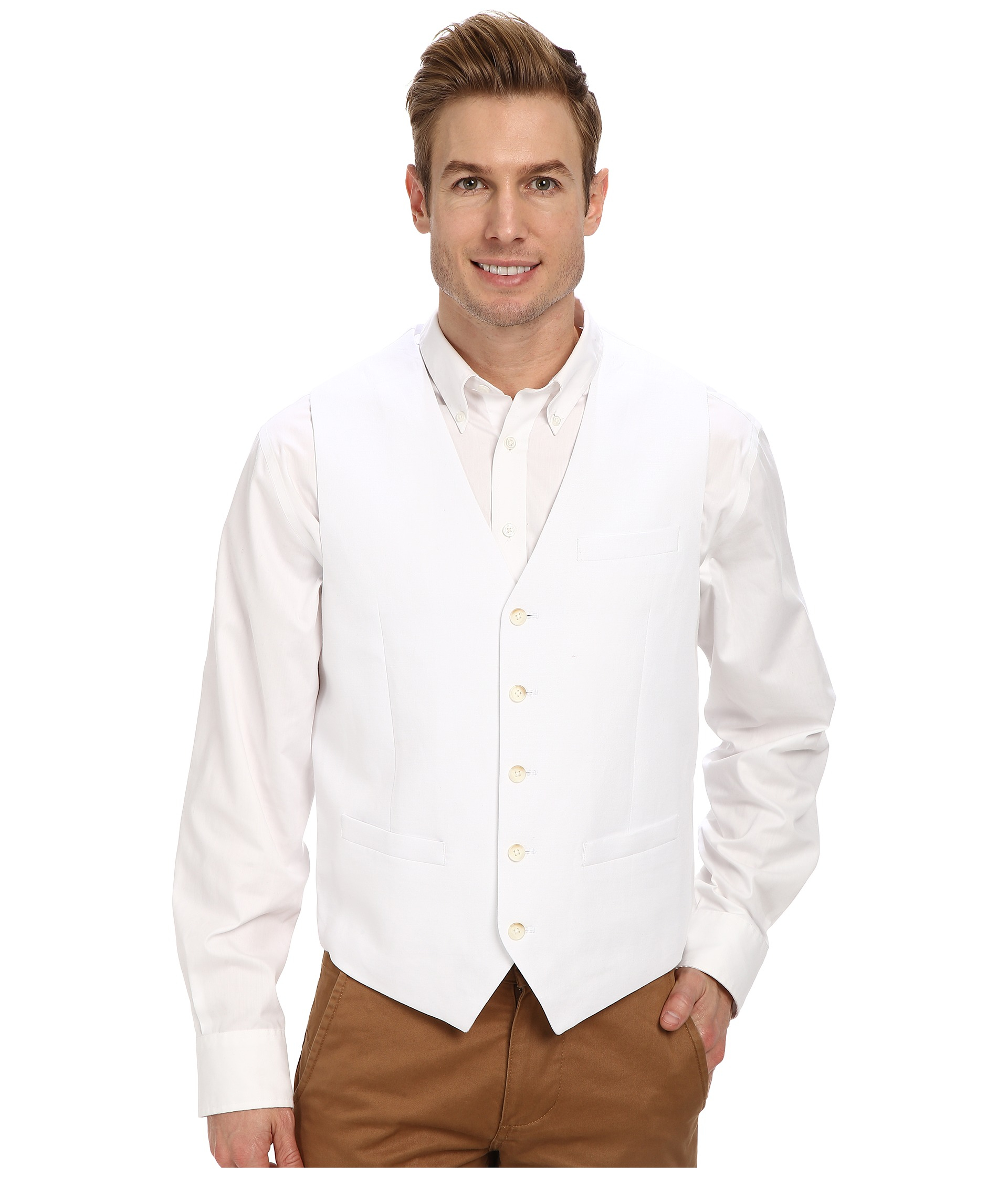 Perry Ellis Linen Suit Vest in White for Men (Bright White) | Lyst