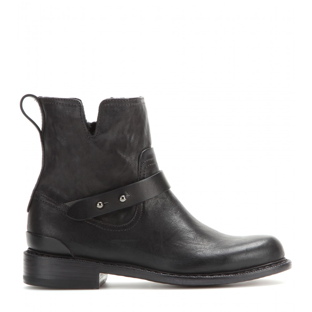 Lyst - Rag & Bone Ashford New Moto Leather Ankle Boots in Black