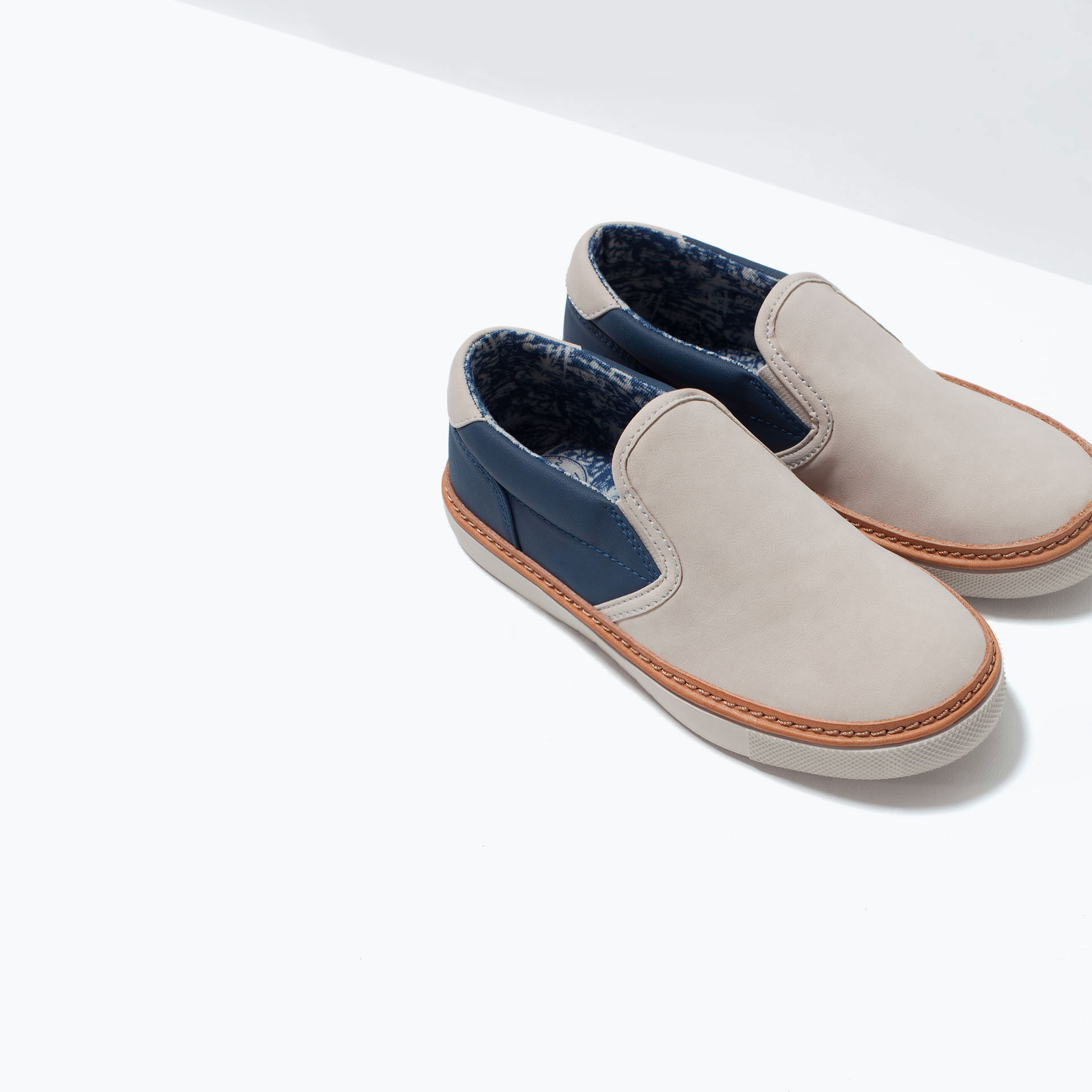 Zara Combined Slip On Sneakers In Brown For Lyst zara combined slip on sneakers in brown for lyst