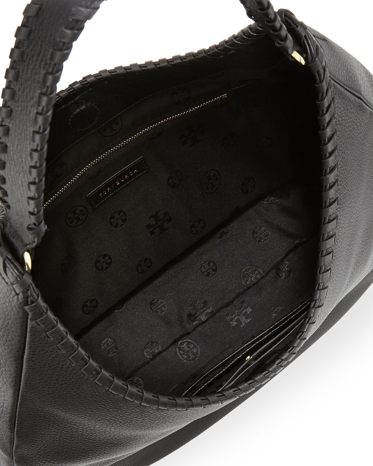 Lyst Tory Burch Marion Leather Hobo Bag In Black Gallery Previously Sold At Neiman Marcus Women S Tory Burch Marion