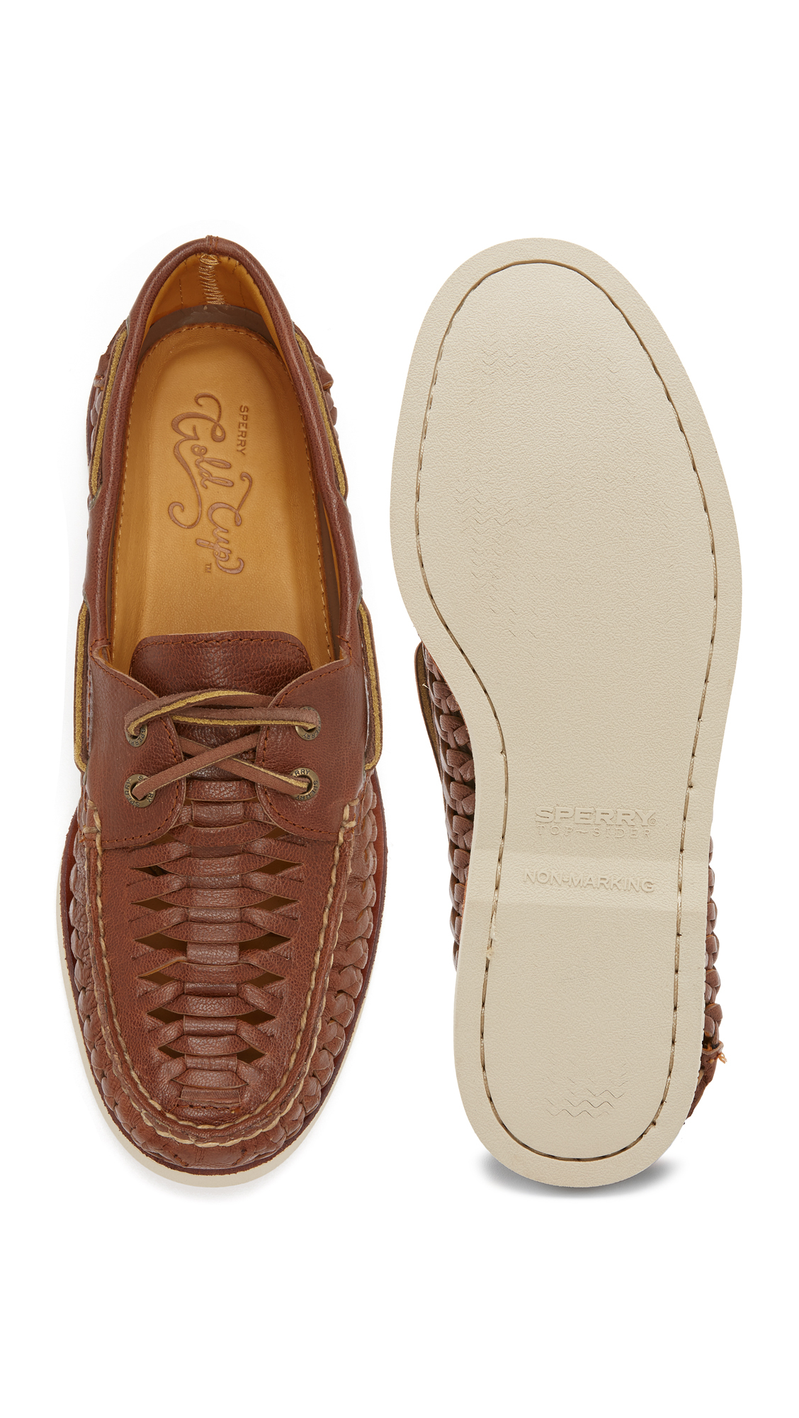 Lyst Sperry TopSider Gold A/o 2 Eye Woven Boat Shoe in