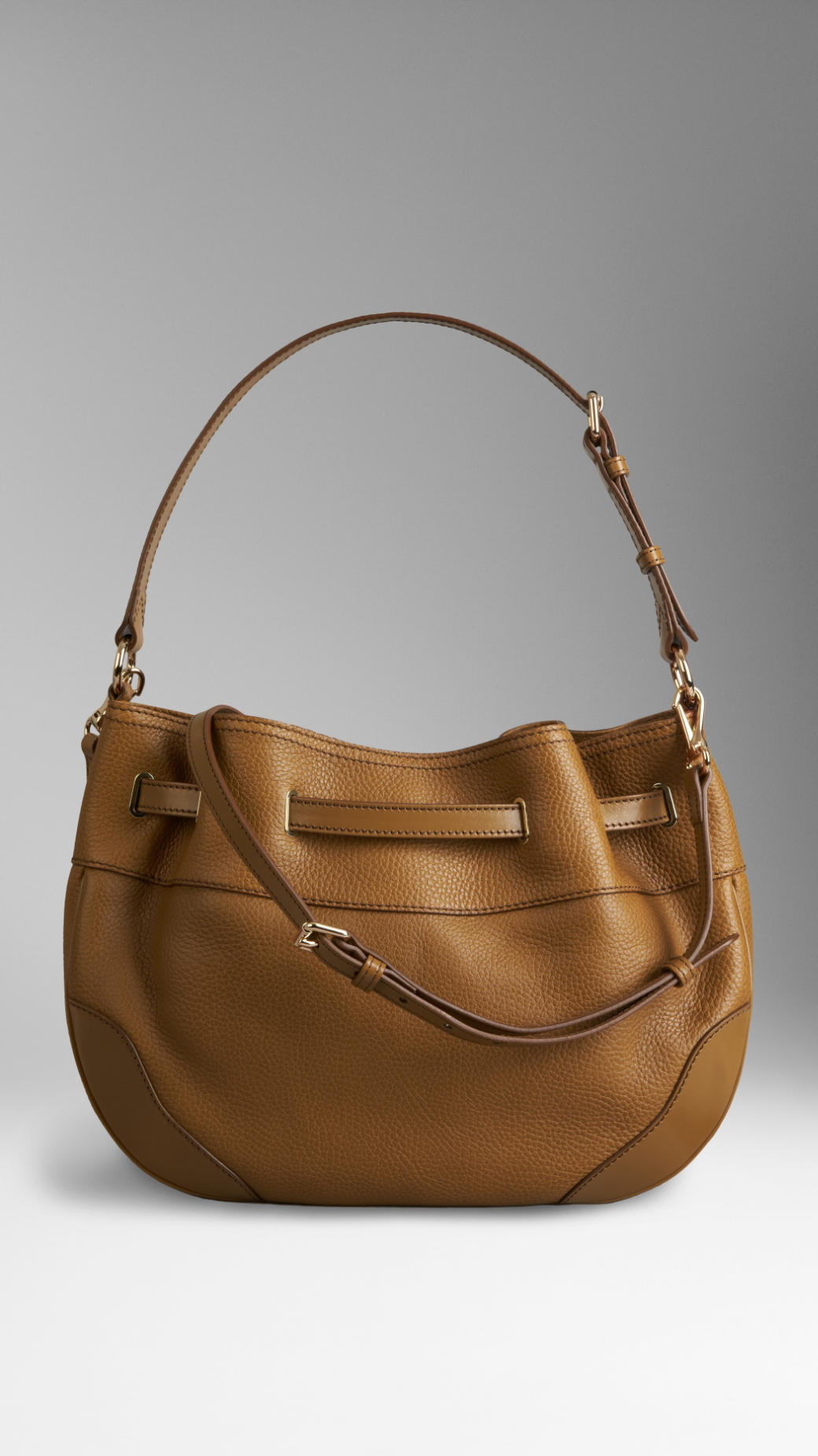 Burberry Heritage Grain Leather Hobo Bag in Brown (MID CAMEL) Lyst