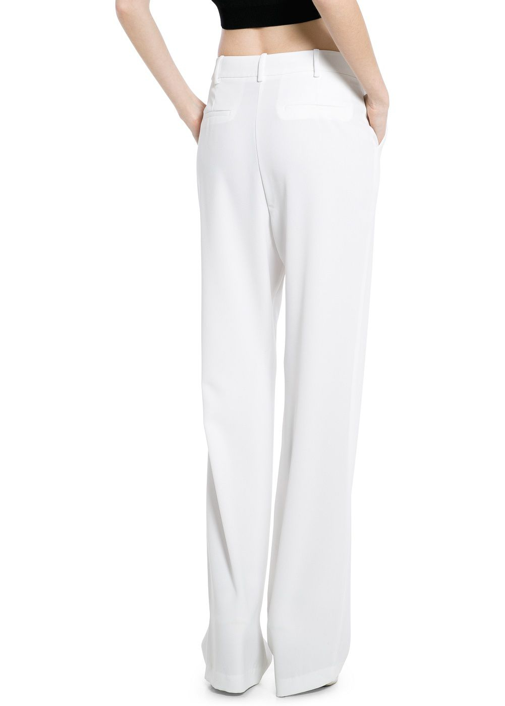 Mango Pleated Crepe Trousers in White (Off White) | Lyst