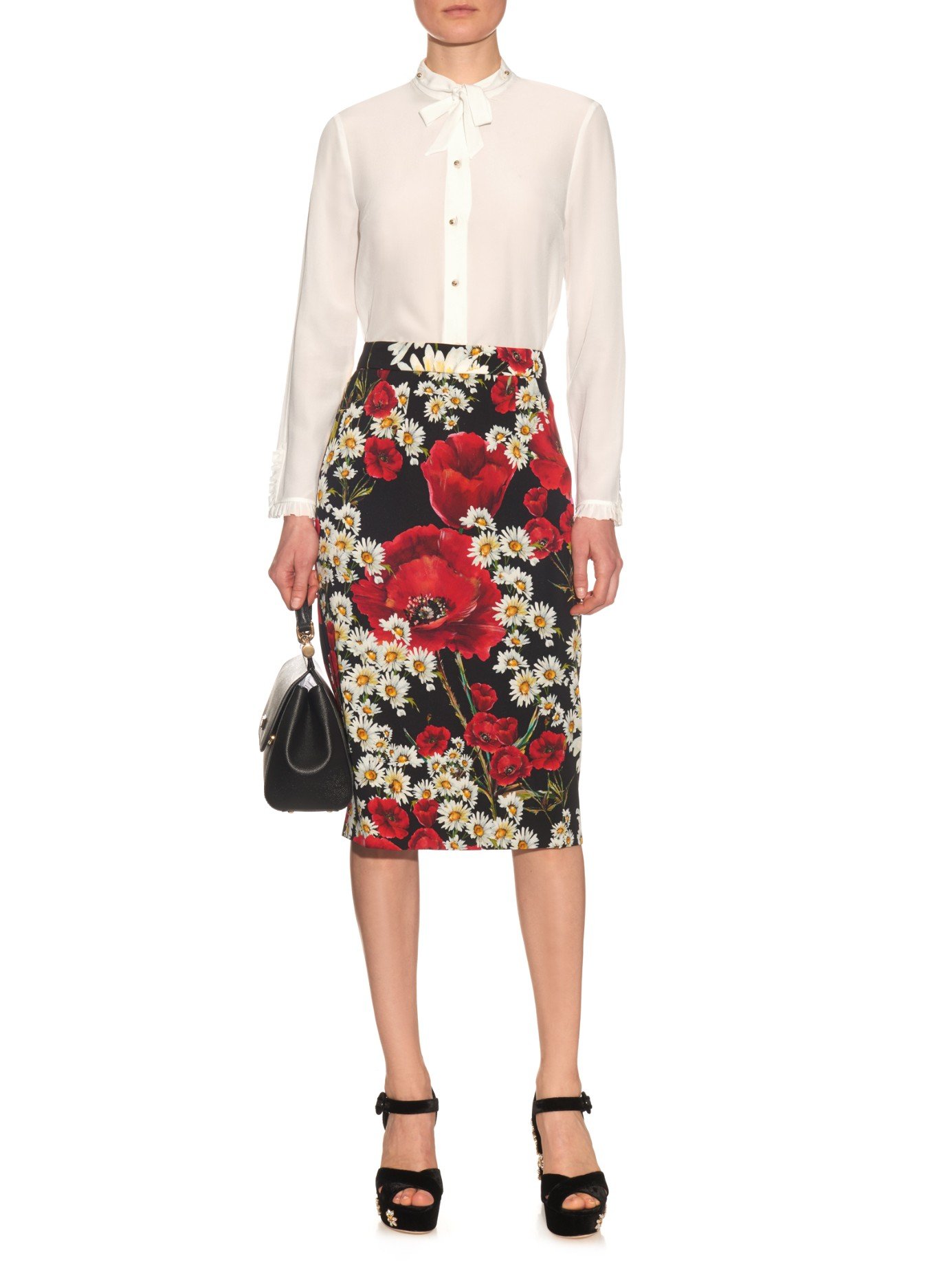 Lyst - Dolce & Gabbana Printed Skirt in Red