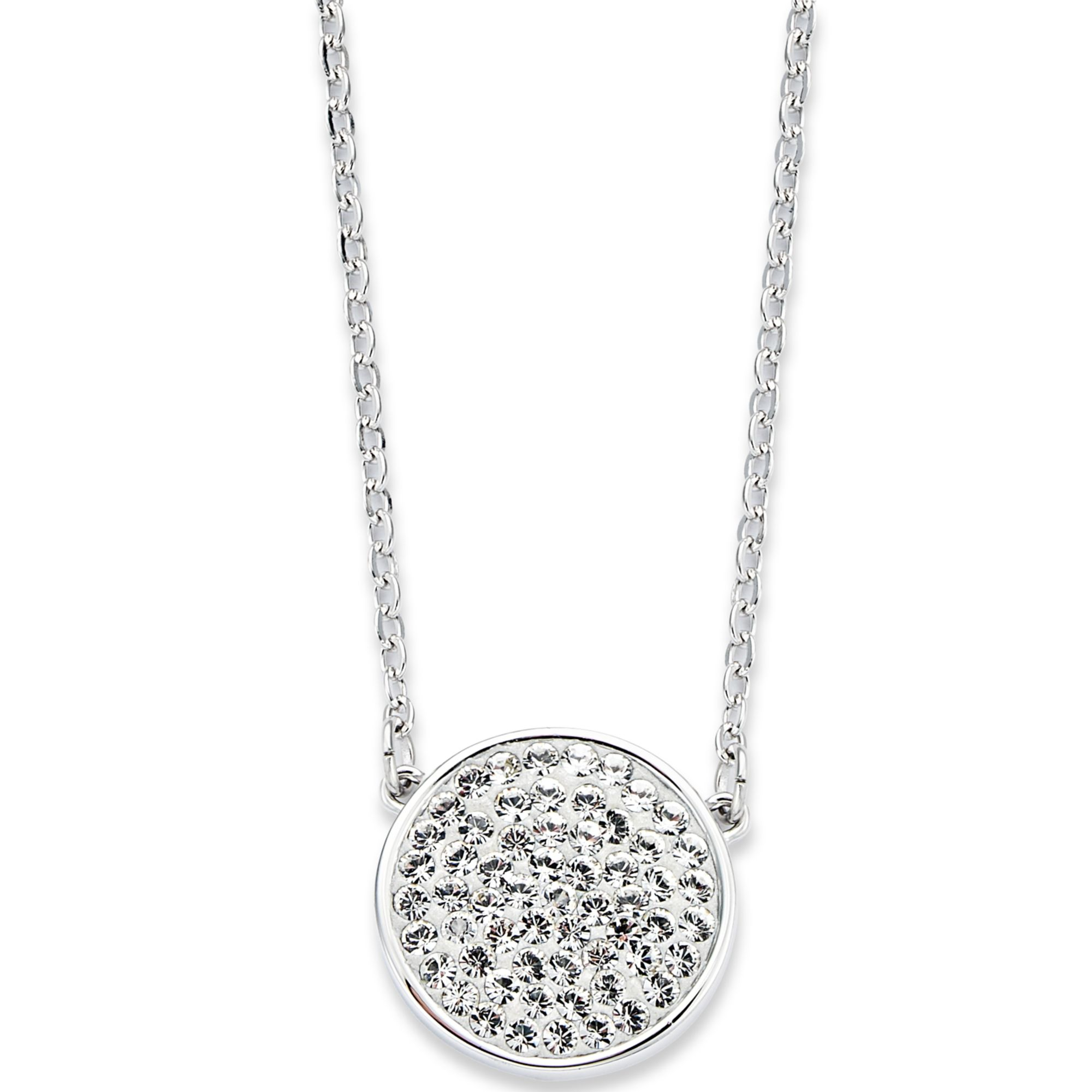 Lyst Swarovski Rhodiumplated Top Crystal Pave Round Pendant Gallery Previously Sold At Macy S Women Swarovski Crystal Necklace