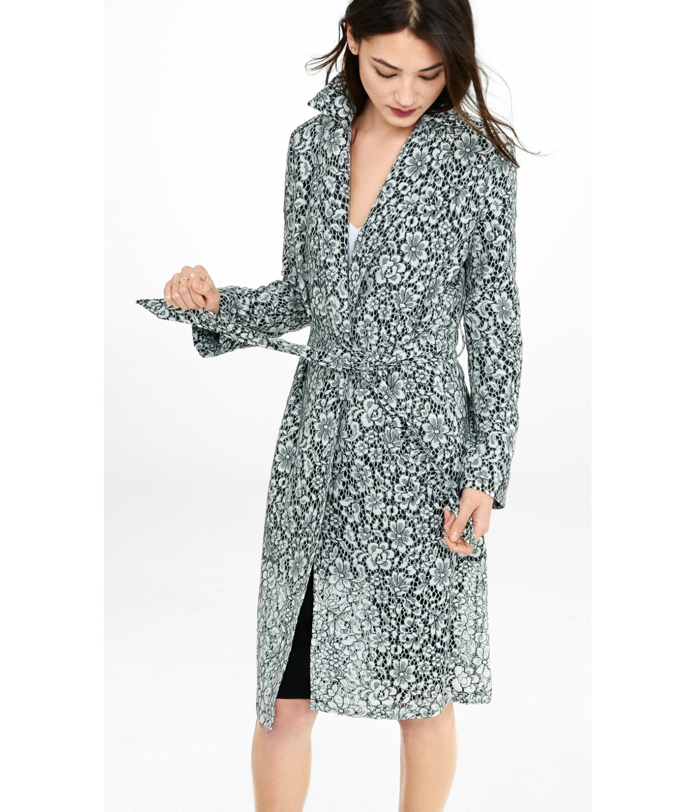 Express Lace Trench Coat in Black | Lyst