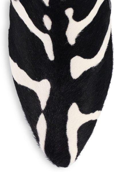 Balmain Zebra-Print Calf Hair Booties in Animal (BLACK-WHITE) | Lyst