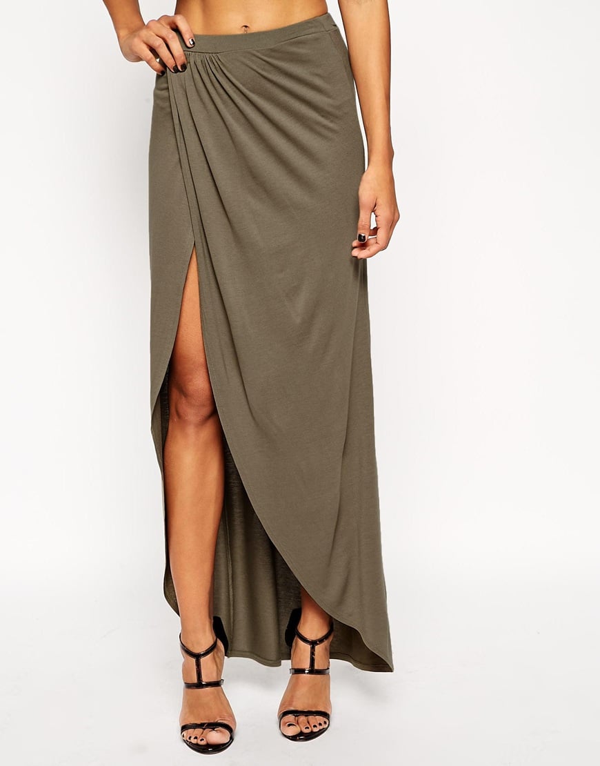 Lyst - Asos Wrap Maxi Skirt In Jersey in Natural