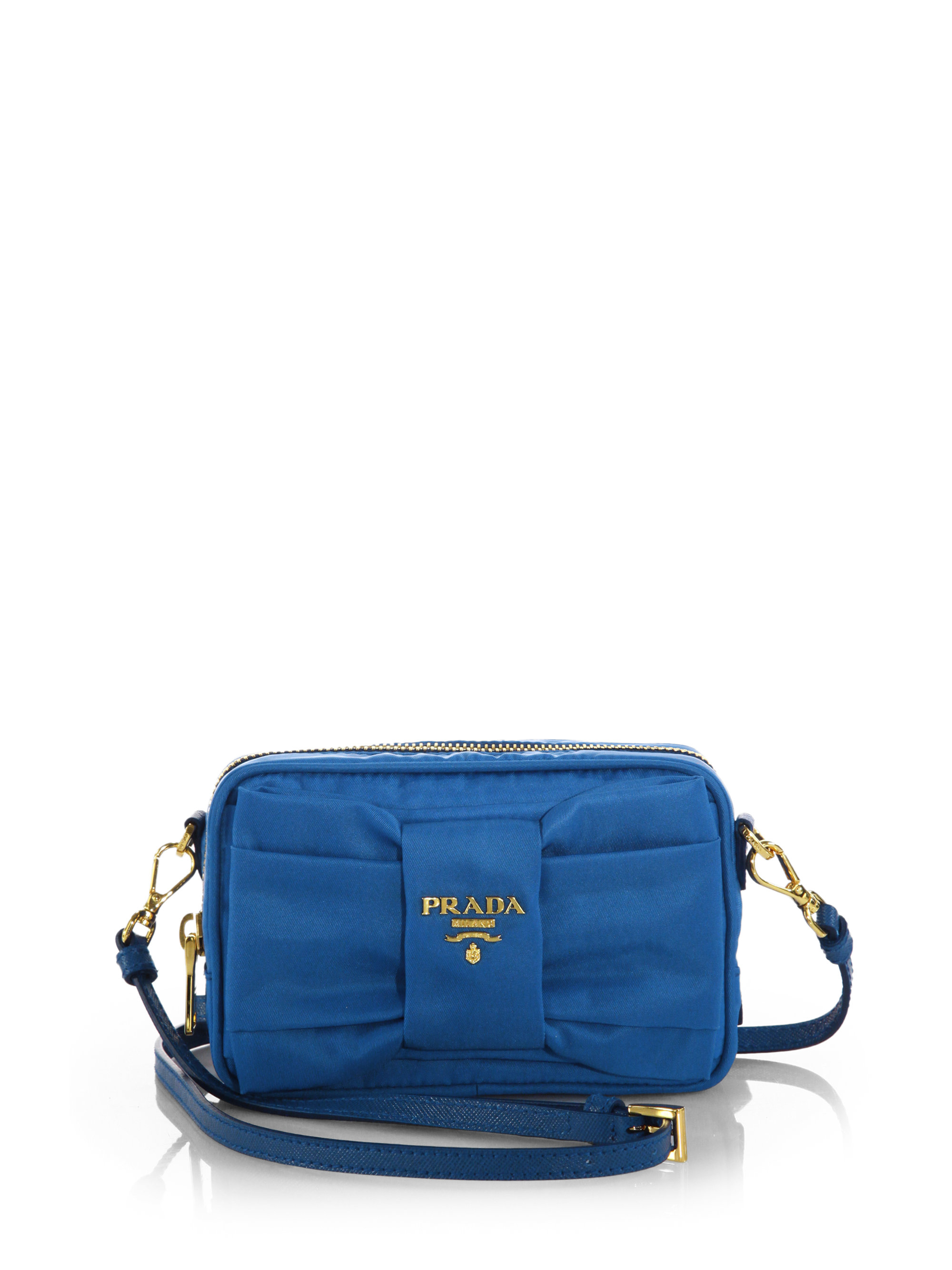 Lyst - Prada Tessuto Nylon Bow Crossbody Bag in Blue
