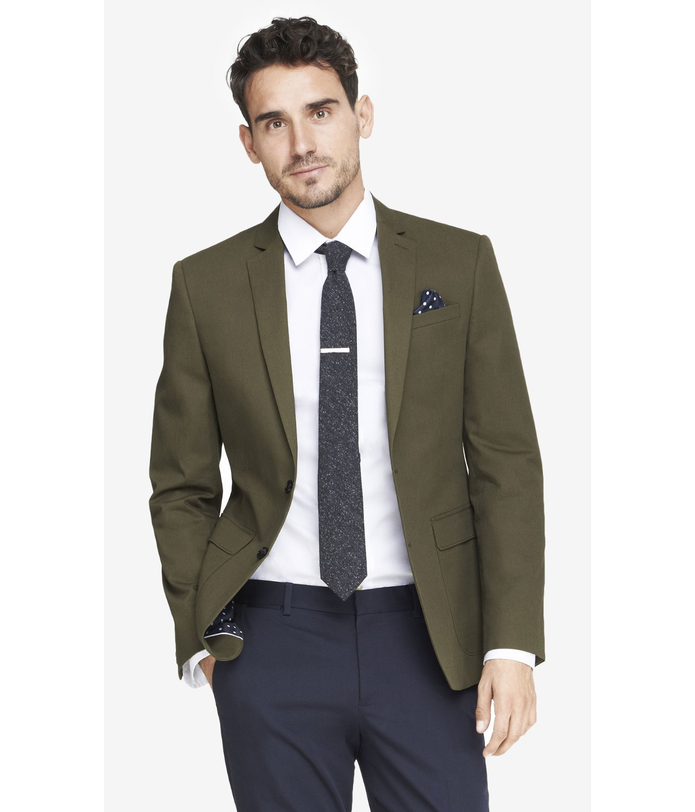 Lyst Express Slim Photographer Twill Olive Blazer  in 