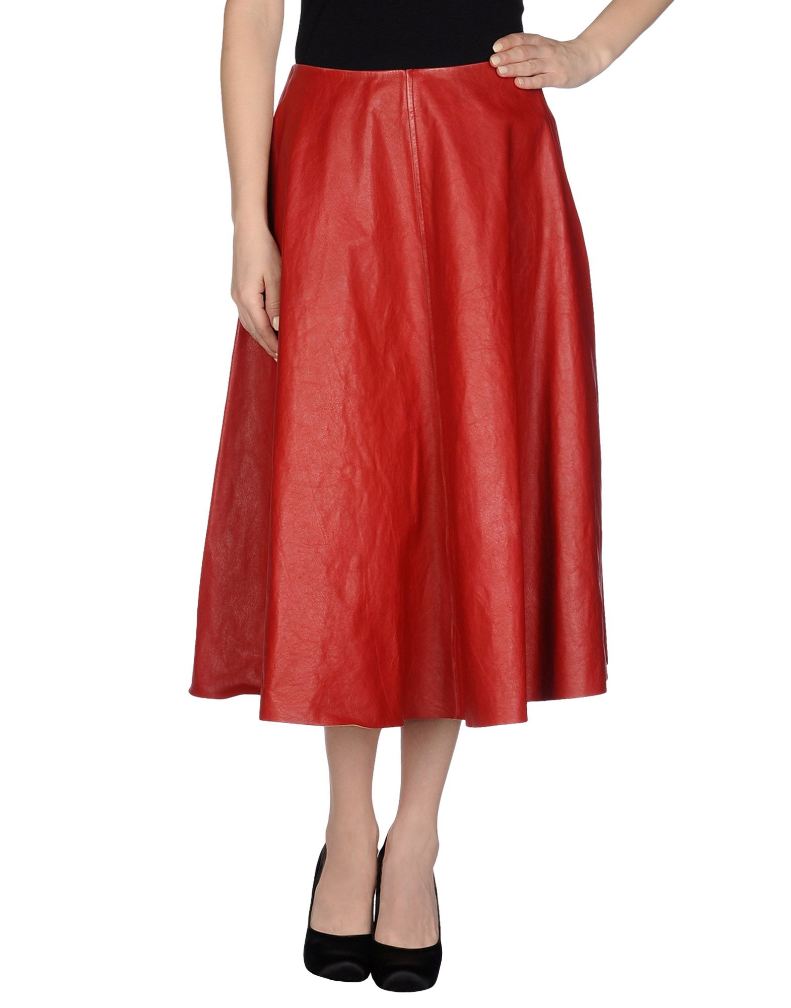 Prada 34 Length Skirt in Red (Brick red) | Lyst