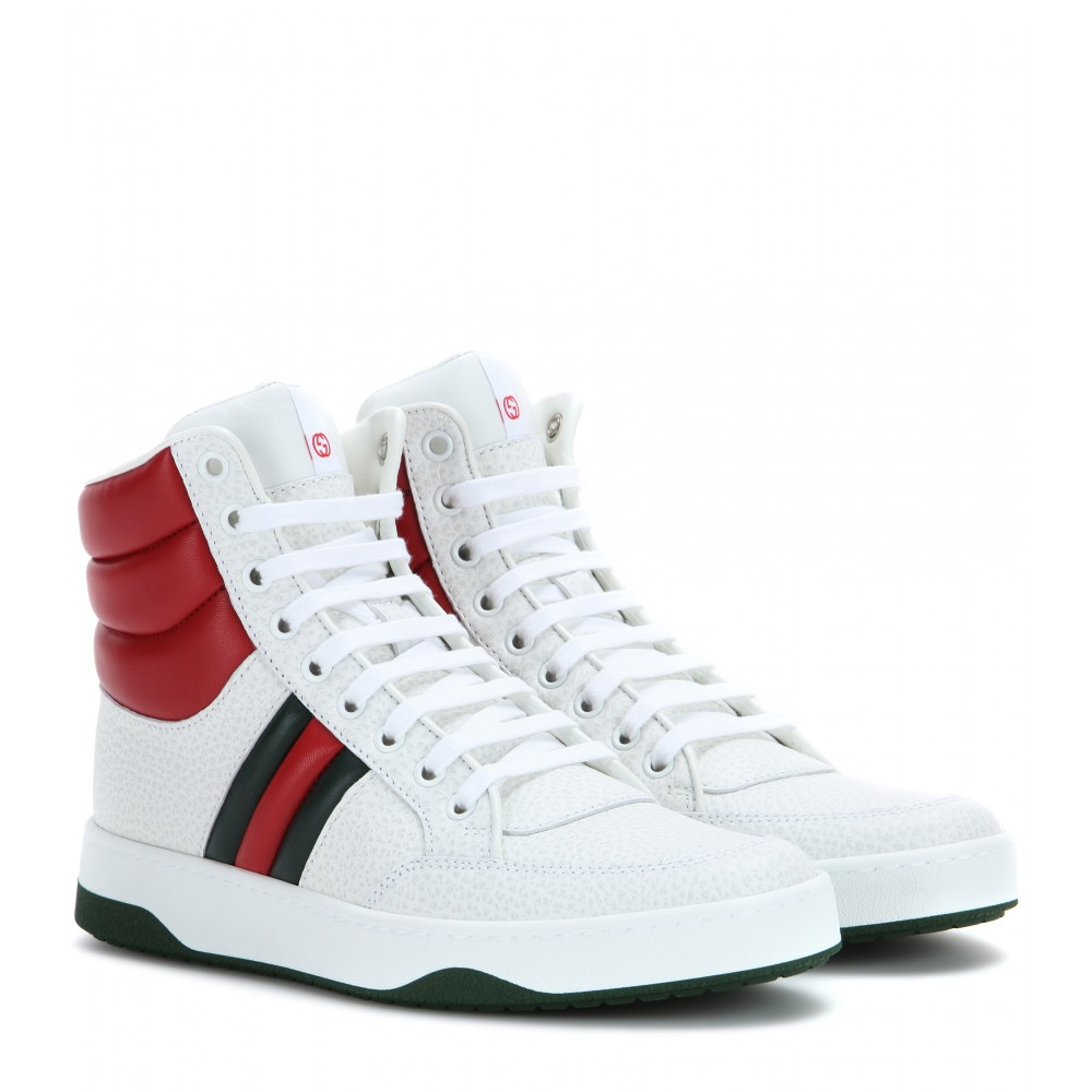 Lyst - Gucci Leather High-Top Sneakers in White