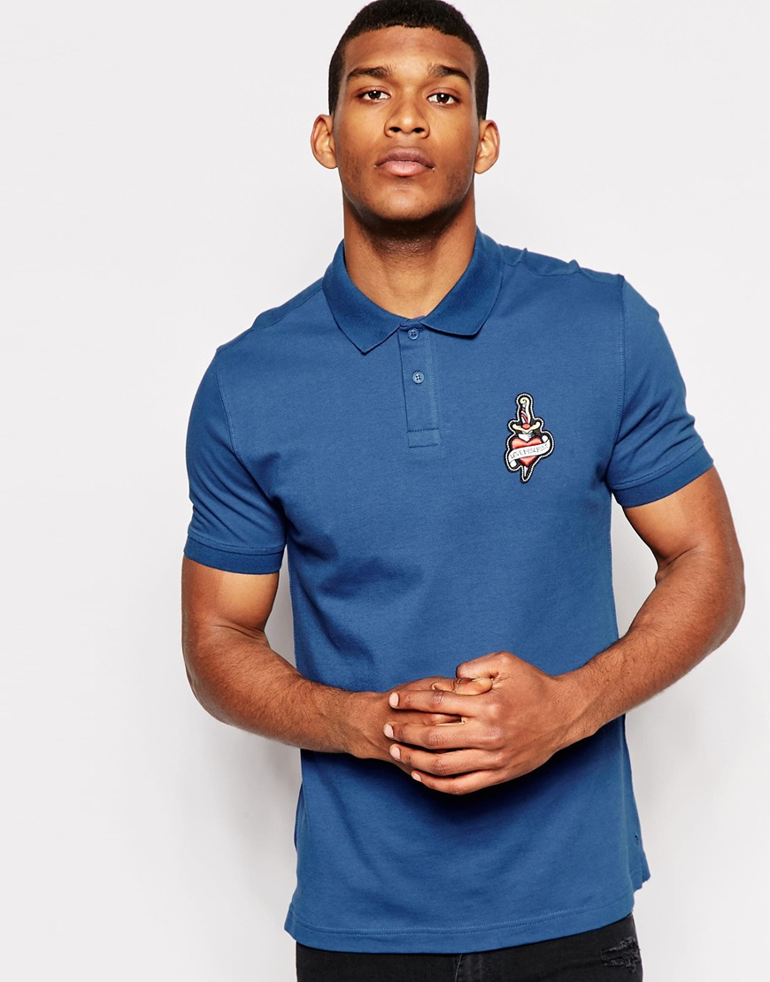 Lyst - Love Moschino Polo T-shirt With Tattoo Logo in Blue for Men