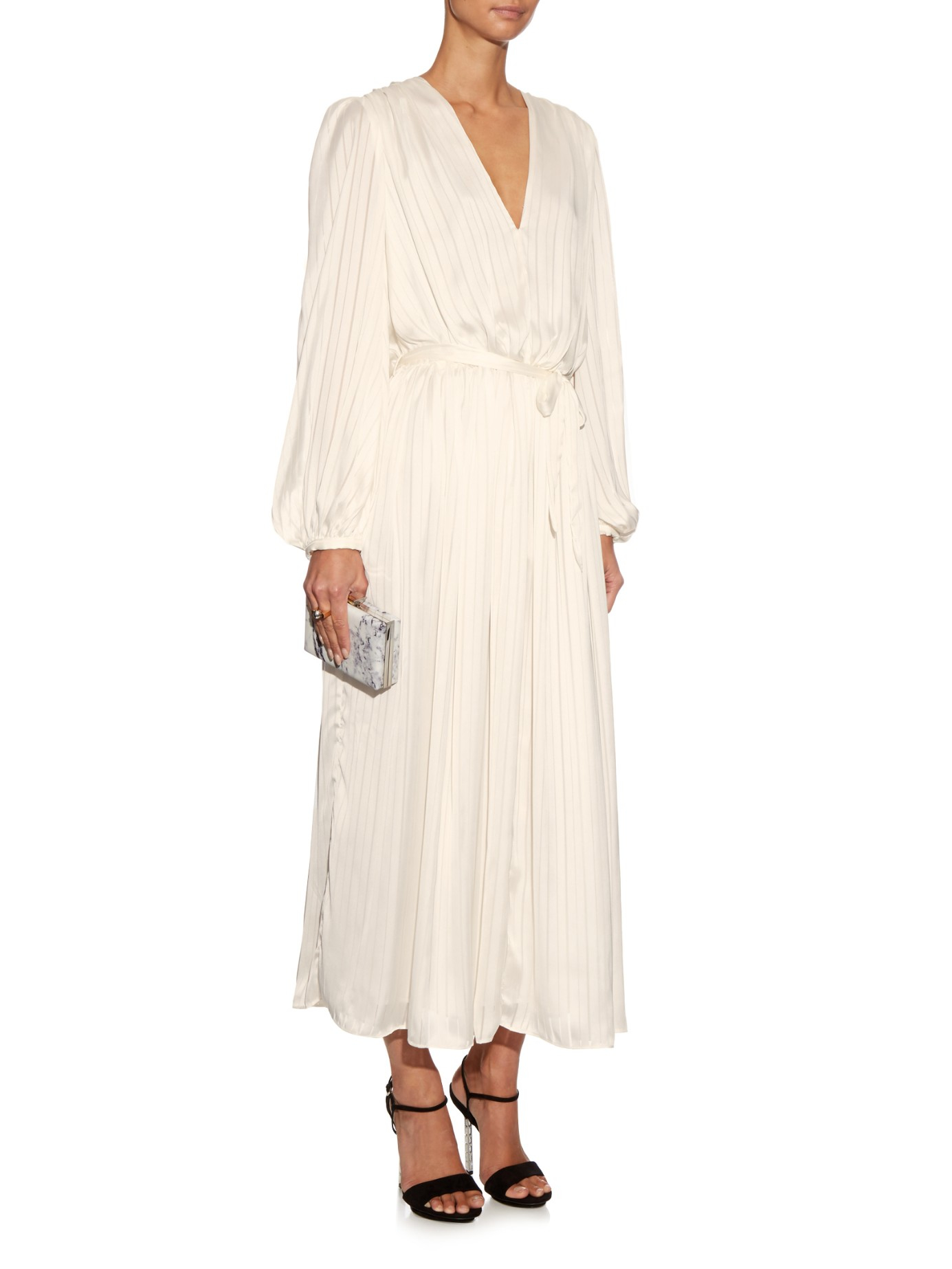Lyst - Zimmermann Arcadia Long-sleeved Striped Midi Dress in White