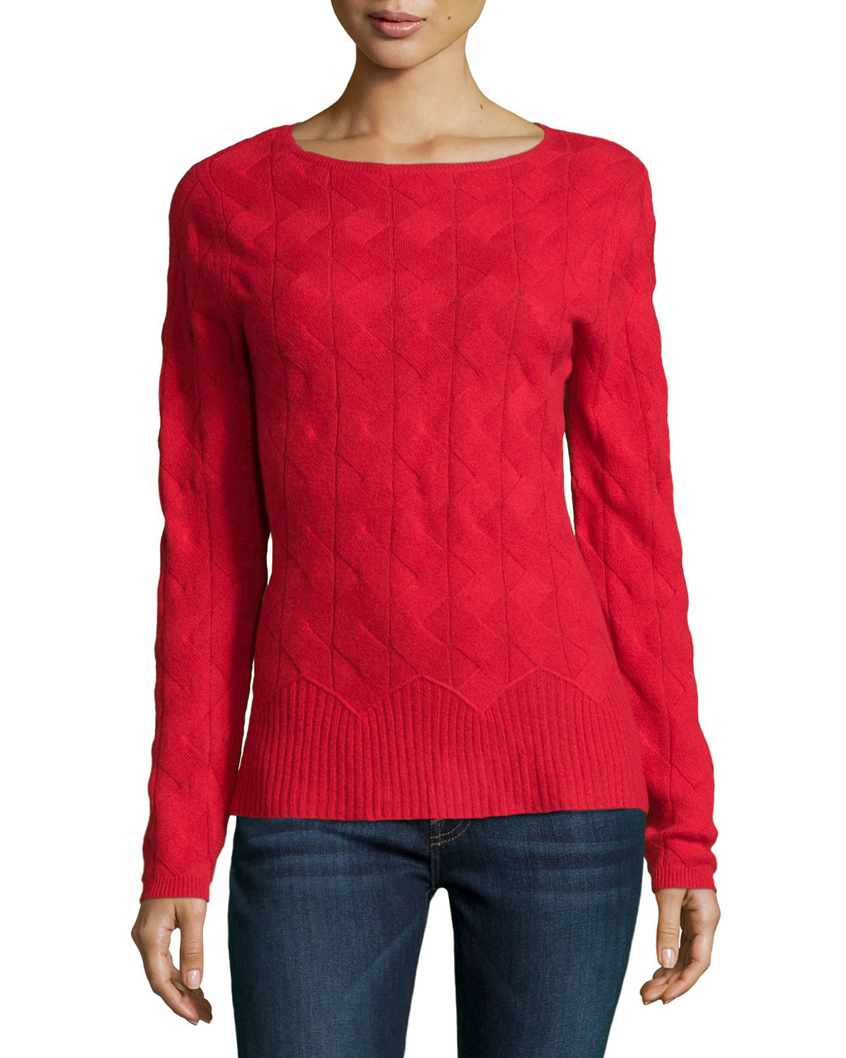 Lyst - Neiman marcus Cable-knit Cashmere Sweater in Green