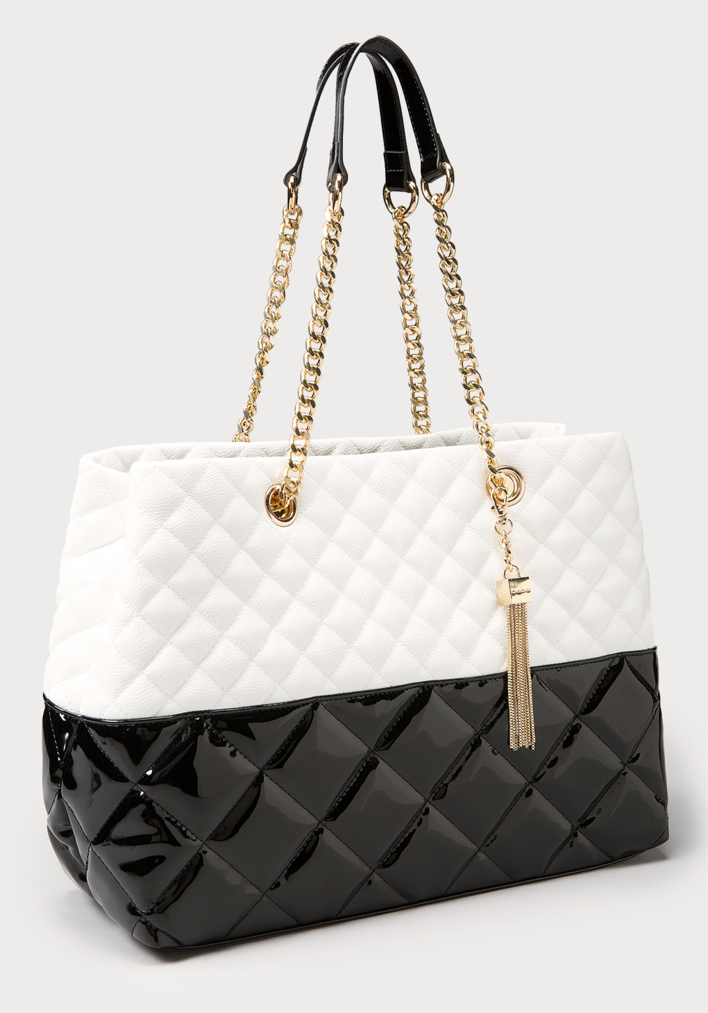 Lyst Bebe Ava Patent Quilted Tote in Black