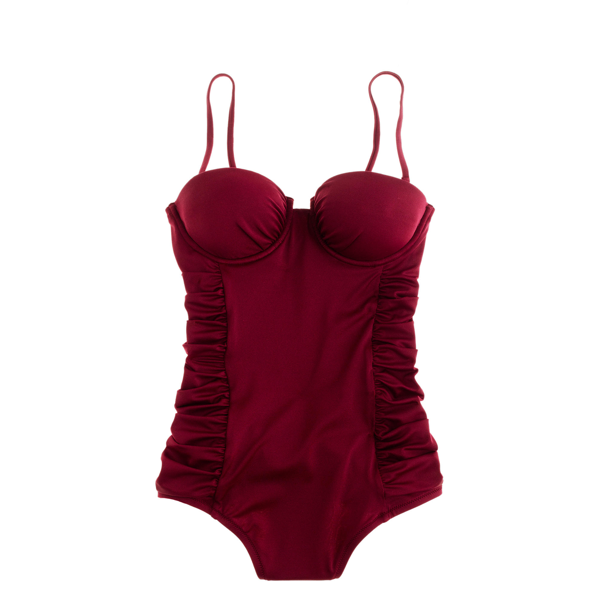 Lyst - J.Crew Long Torso Ruched Underwire One-piece Swimsuit in Red