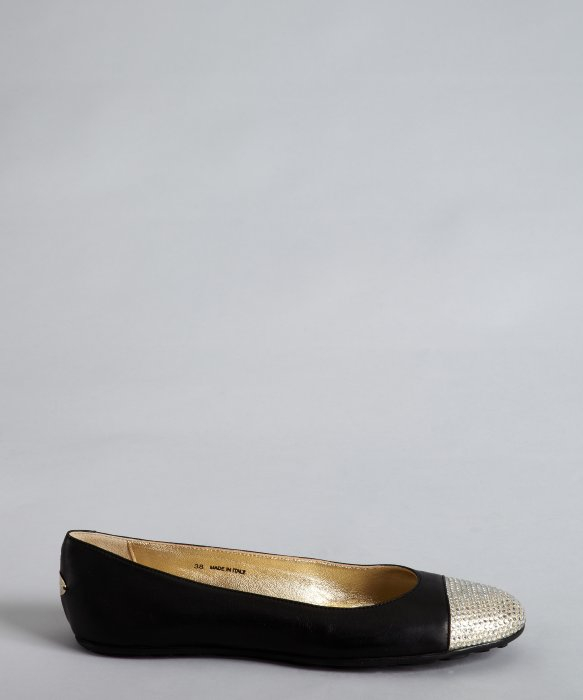 black cap toe ballet flats