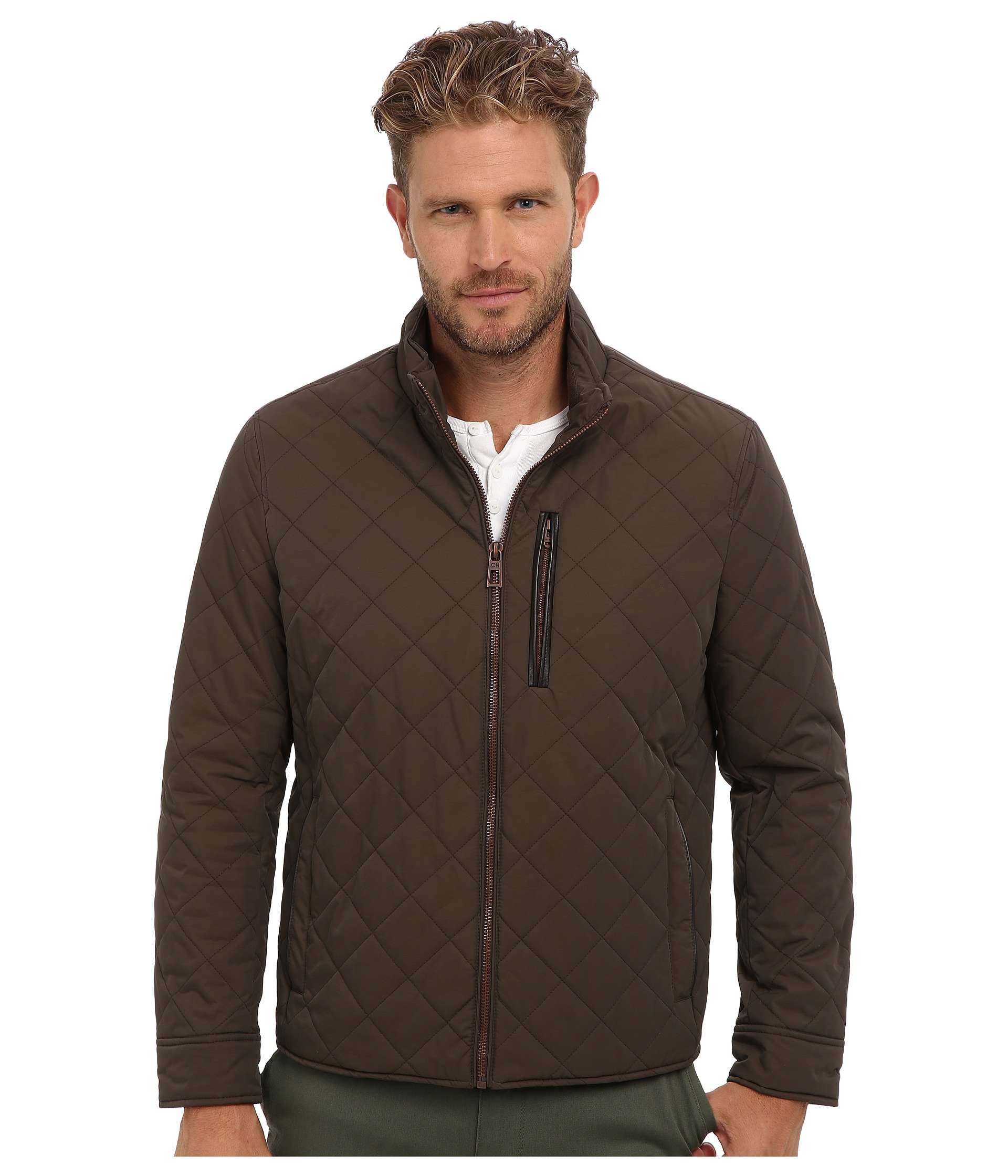 Lyst - Cole Haan Quilted Nylon Jacket in Brown for Men