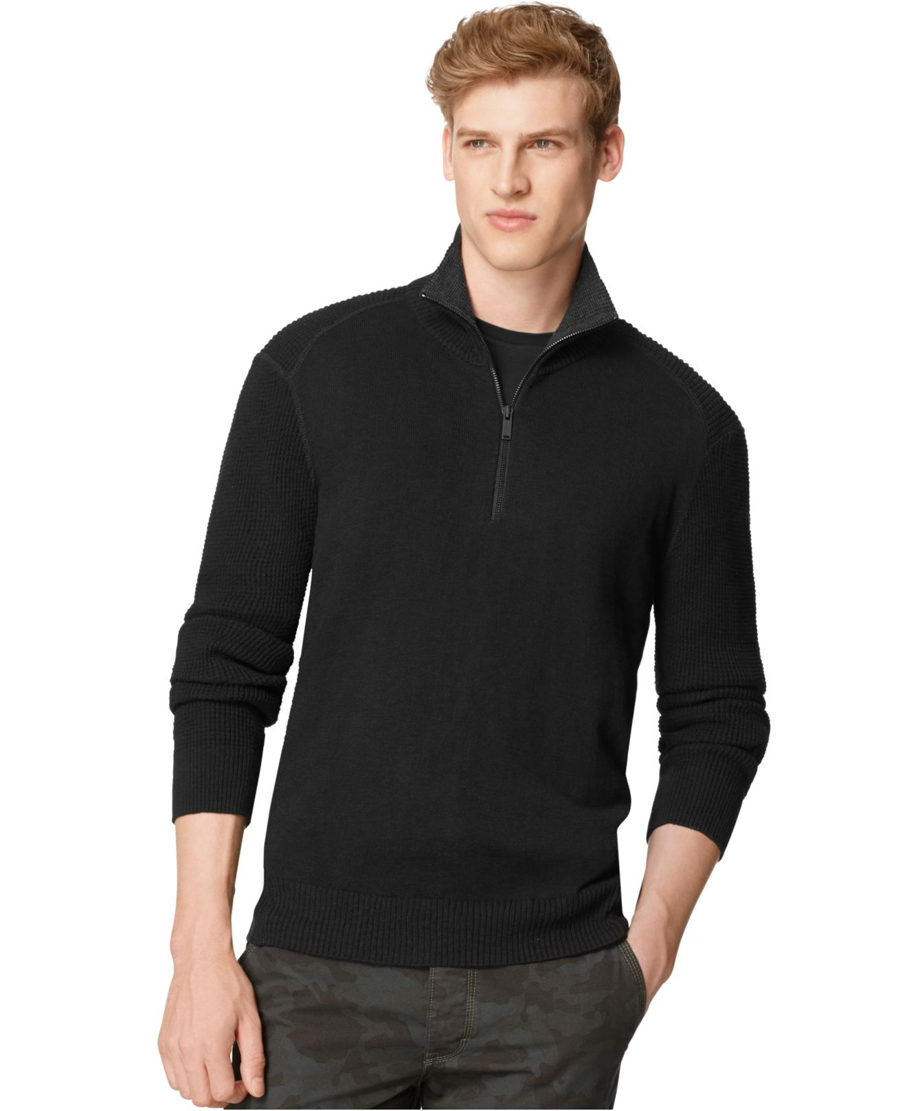 Lyst - Calvin Klein Jeans Textured Zip Sweater in Blue for Men