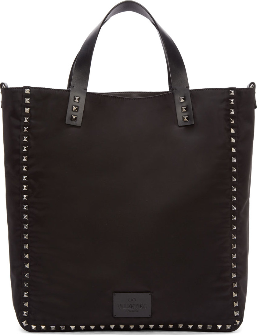Lyst Valentino Black Studded Nylon Tote Bag In For Men