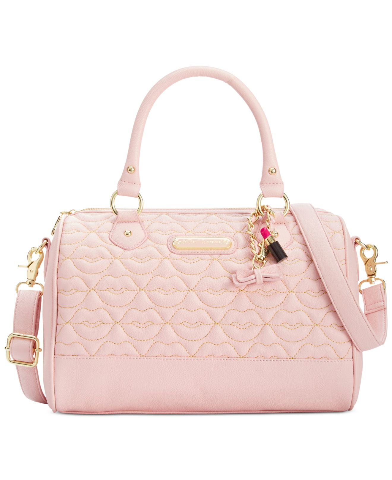 Lyst - Betsey Johnson Blush Quilted Lips Satchel in Pink