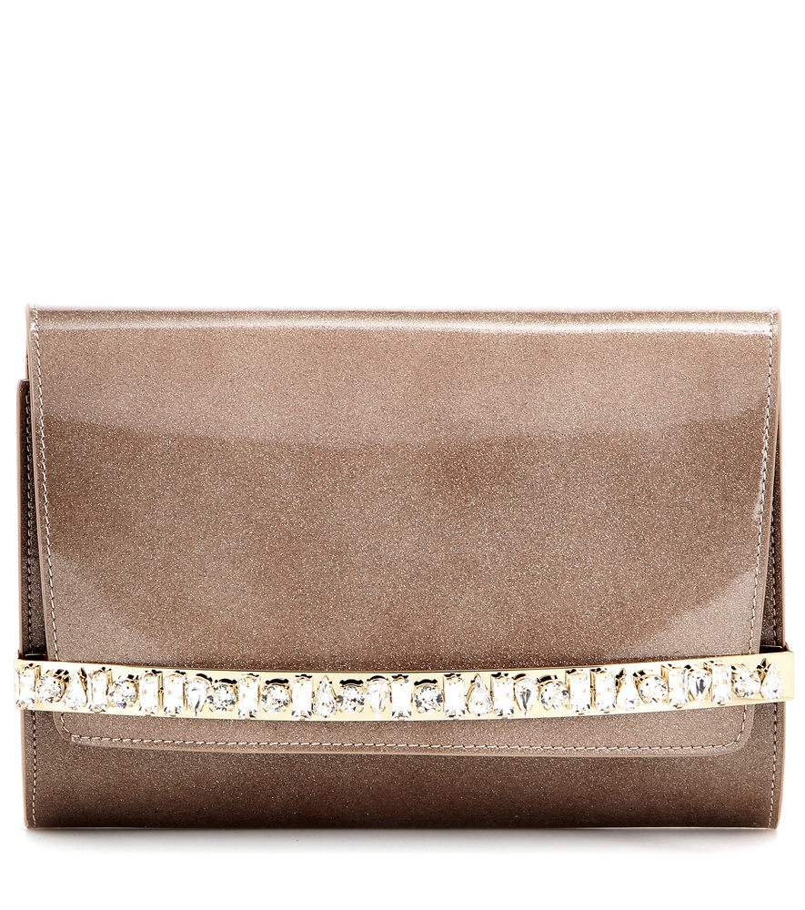 jimmy choo bow anthracite clutch bag