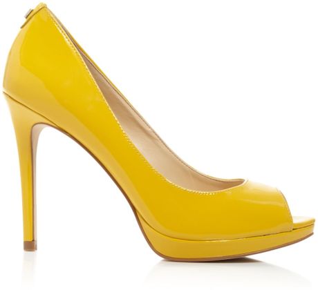 Ivanka trump Maggie Patent Peep Toe Pumps in Yellow