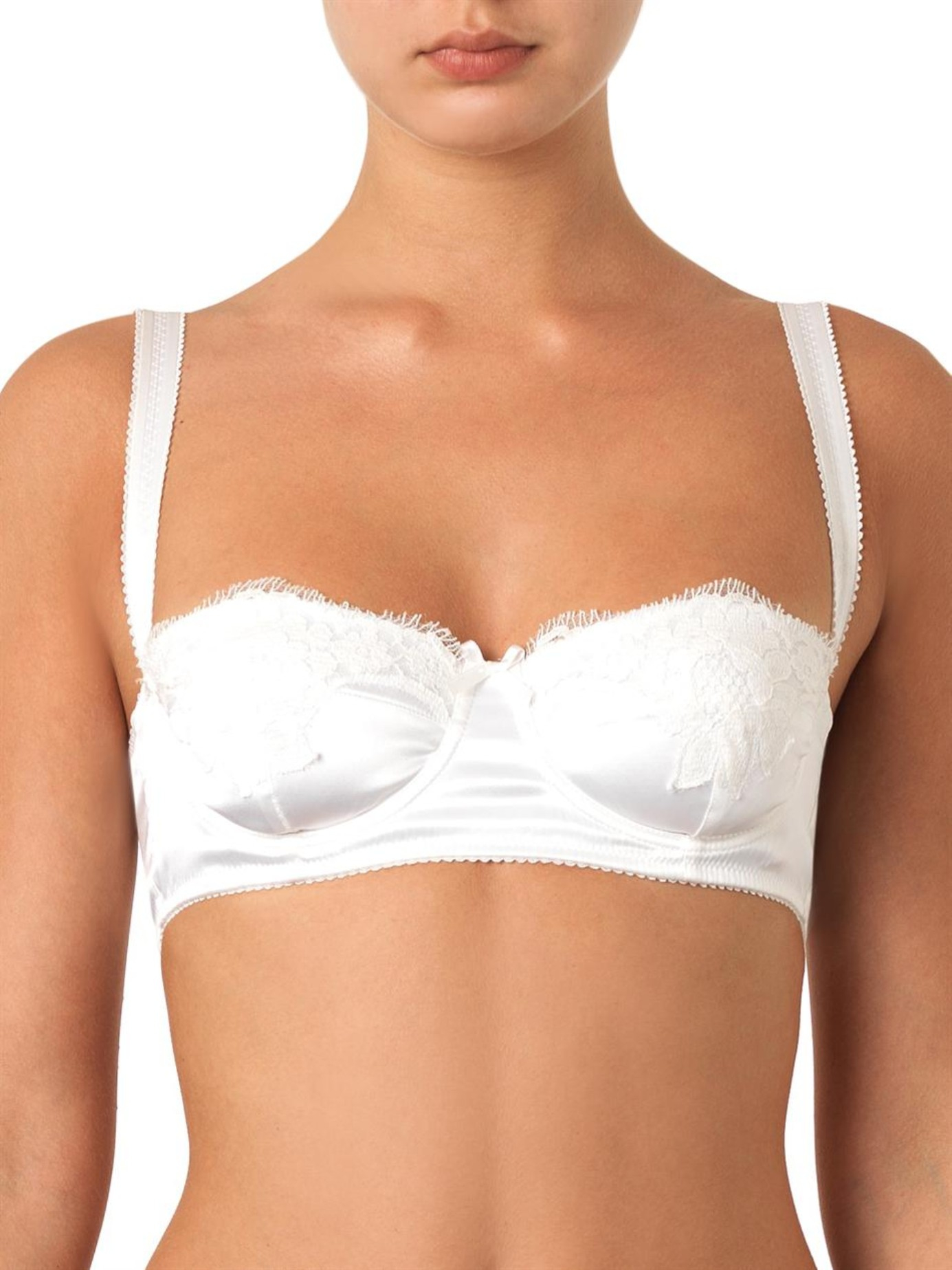 Lyst Dolce And Gabbana Lace And Satin Balconette Bra In White 1779