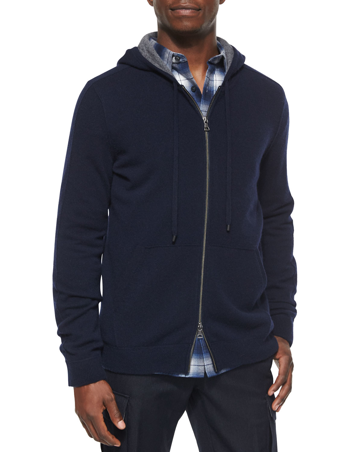 Vince Cashmere Full-zip Hoodie in Blue for Men - Lyst