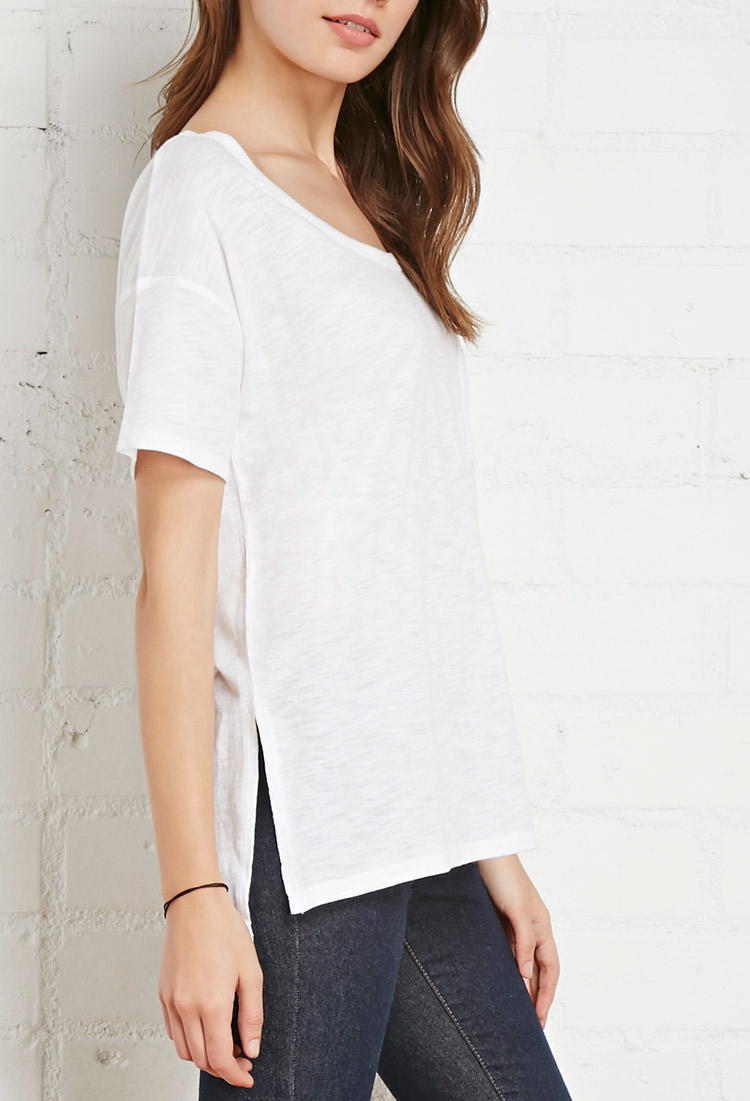 Forever 21 White Slub Knit Pocket Tee Lyst