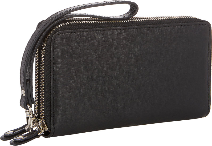 Barneys new york Double Zip-Around Travel Wallet in Black for Men | Lyst