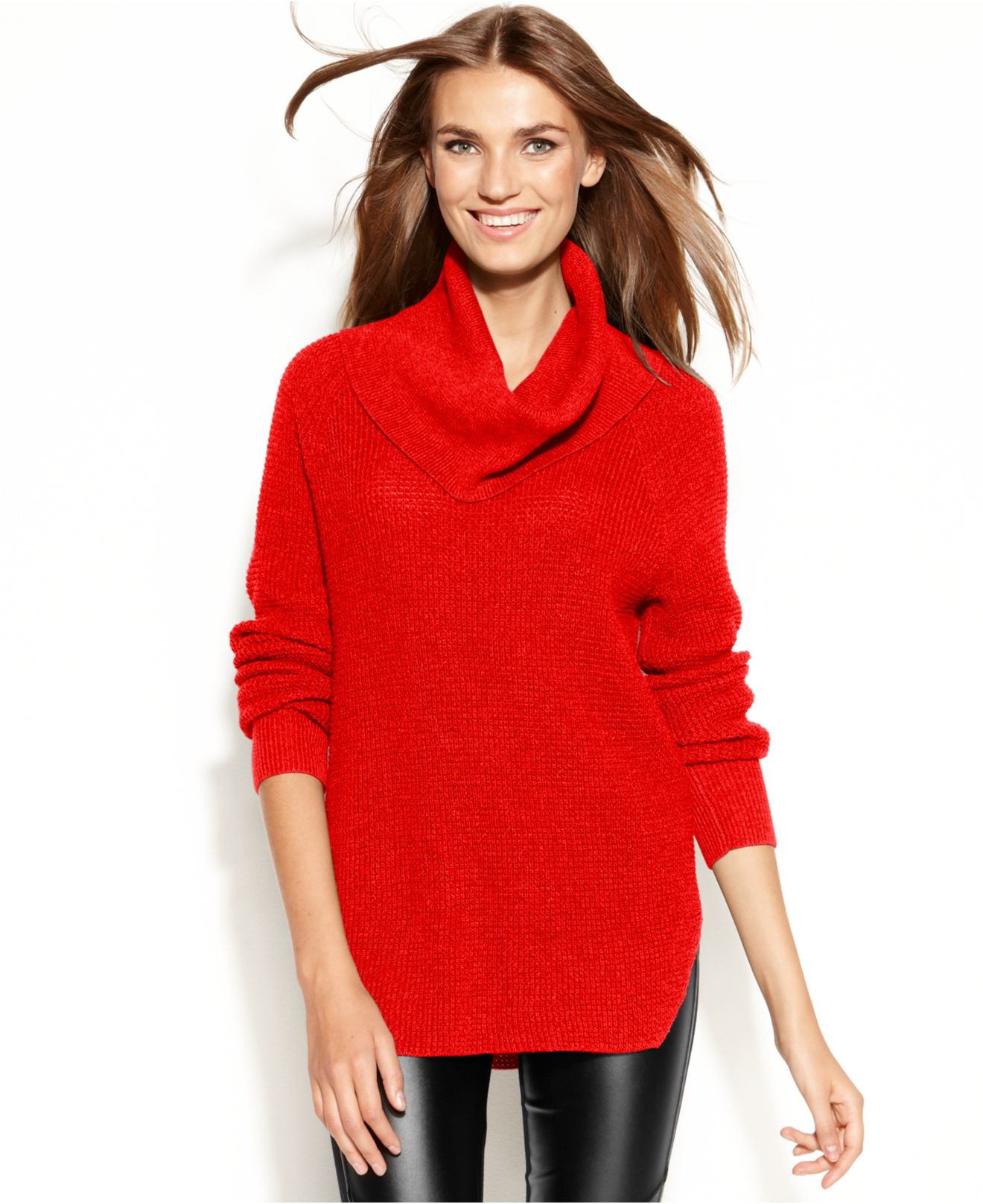 Michael kors Michael Chunky Knit Cowl-Neck Sweater in Red | Lyst
