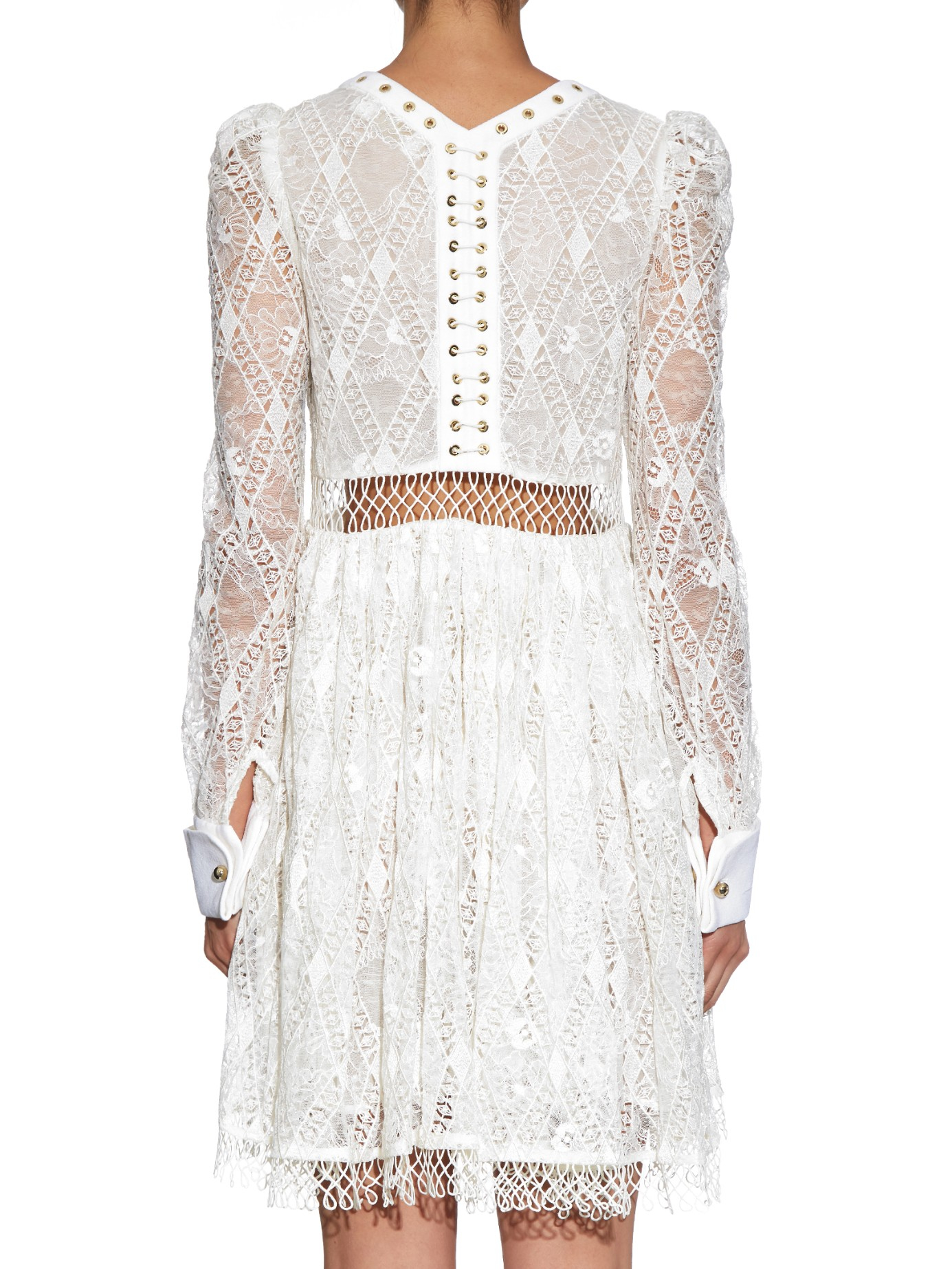 Lyst Zimmermann Esplanade Empire MacraméLace Dress in White