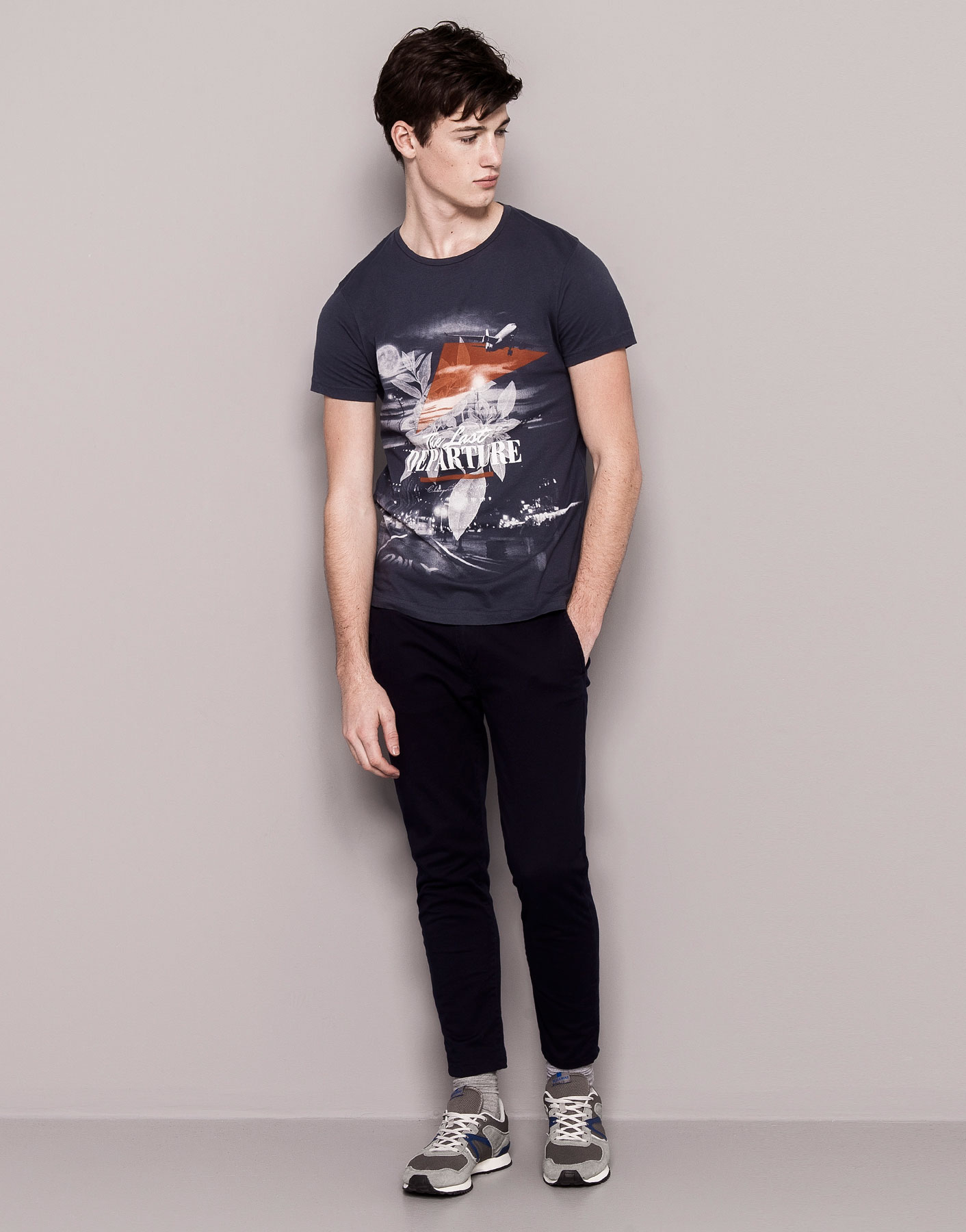 Pull&bear Print T-Shirt in Blue for Men (NAVY) | Lyst