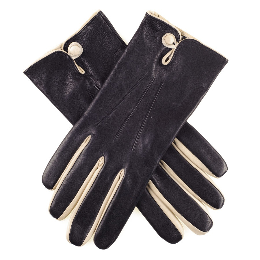 Lyst Black.Co.Uk Black And Cream Leather Gloves in Black