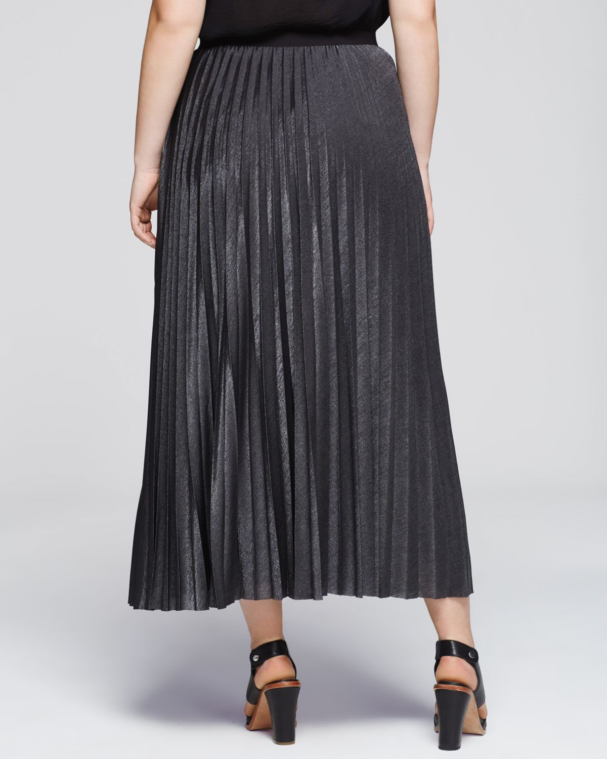 Marina Rinaldi Plus Occhiare Pleated Maxi Skirt in Gray - Lyst