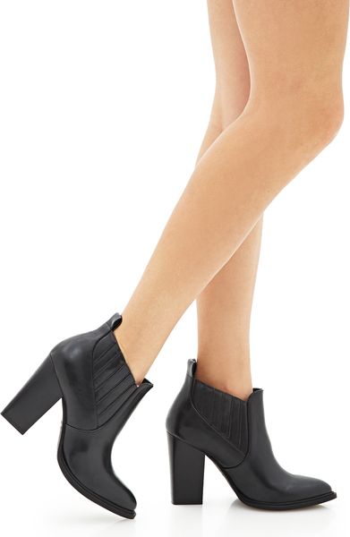 Forever 21 Pleated Faux Leather Booties in Black | Lyst