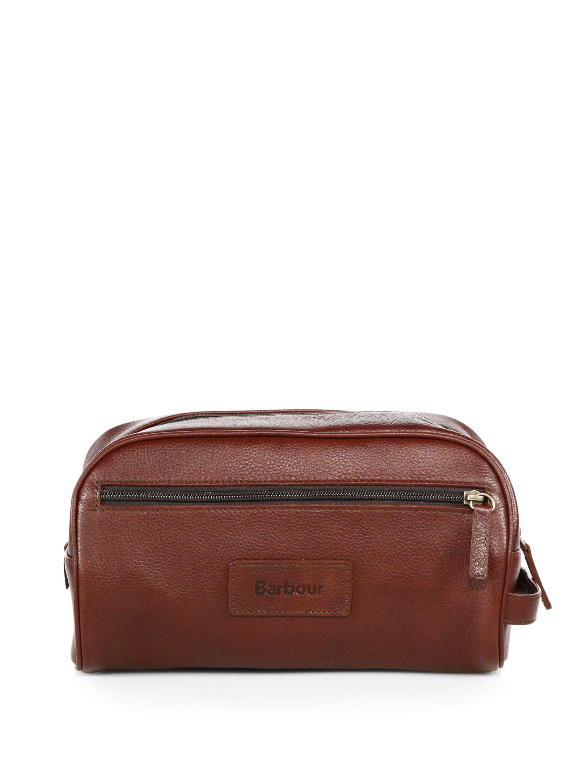 Lyst - Barbour Leather Wash Bag in Brown for Men