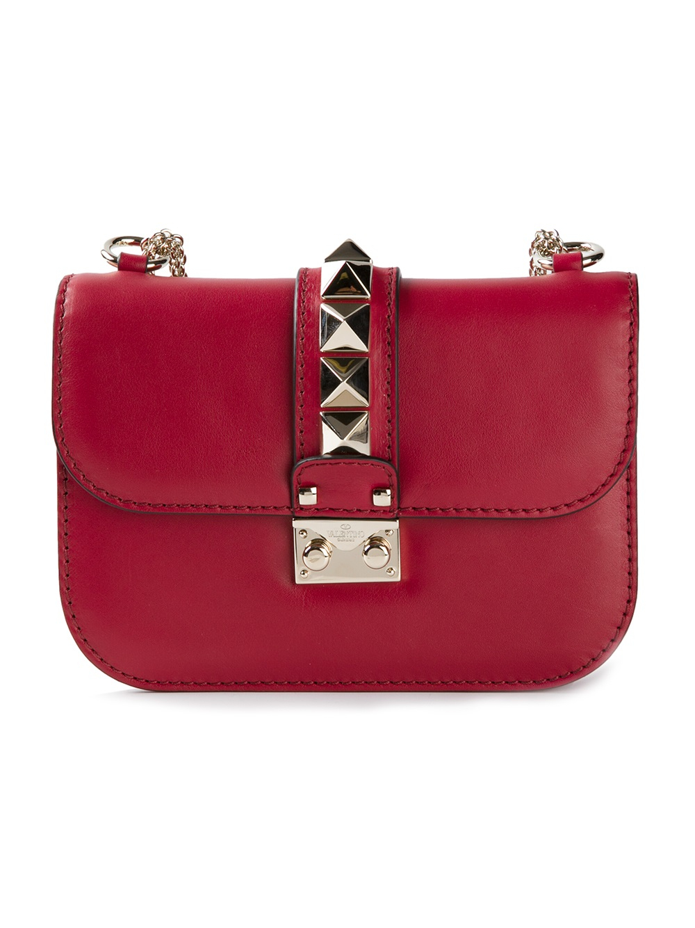 Lyst - Valentino Rockstud Shoulder Bag in Red